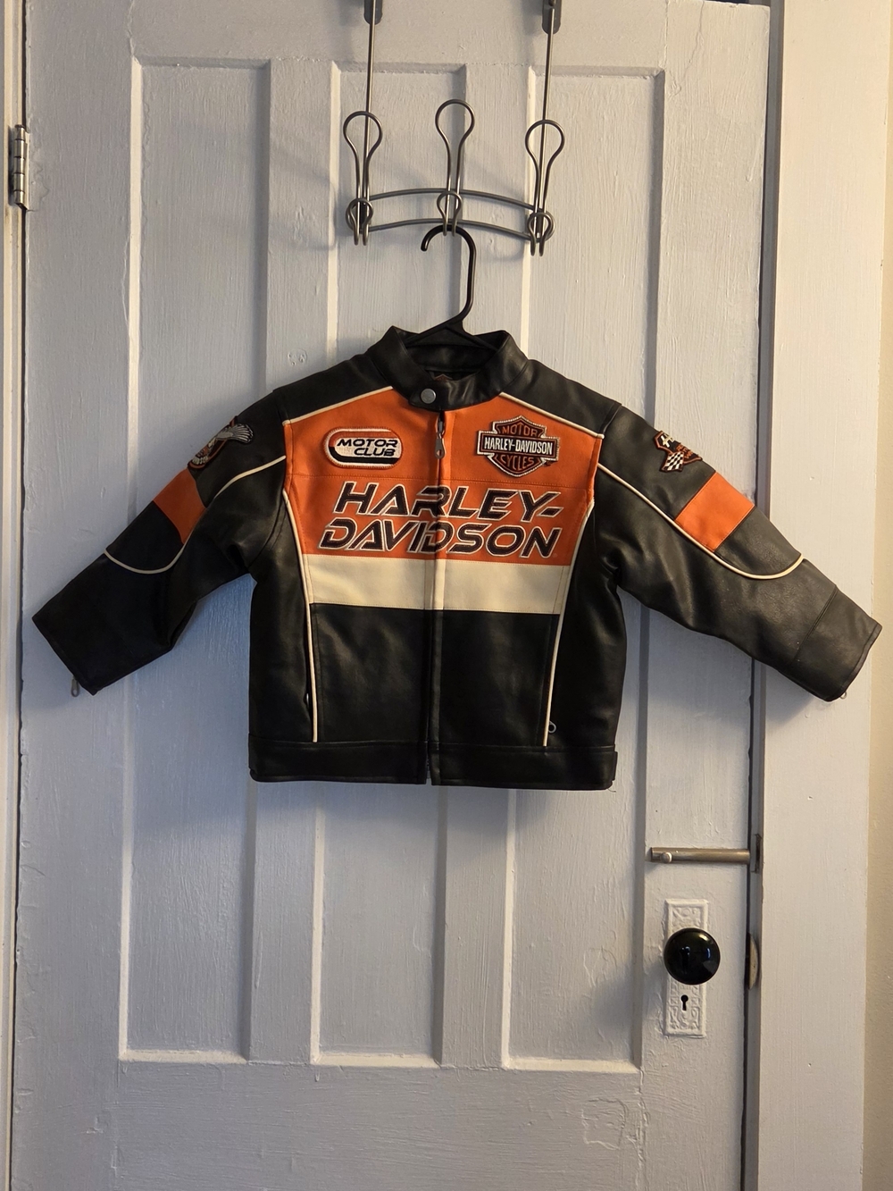 Harley-Davidson Kids Leather Jacket in Black & Orange